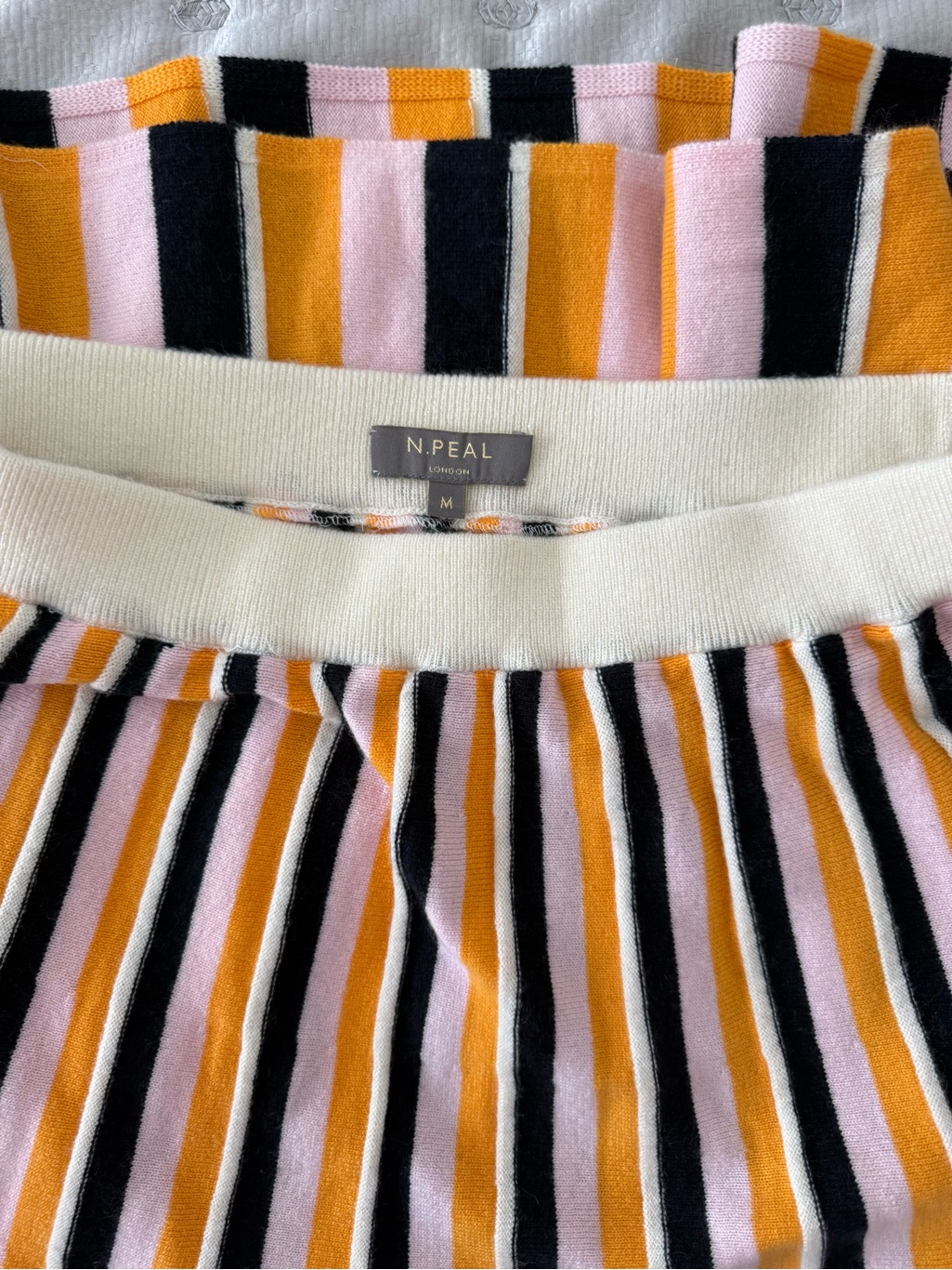 N.Peal Cream Striped Wool & Cashmere Midi Skirt Size M — image 5 of 6
